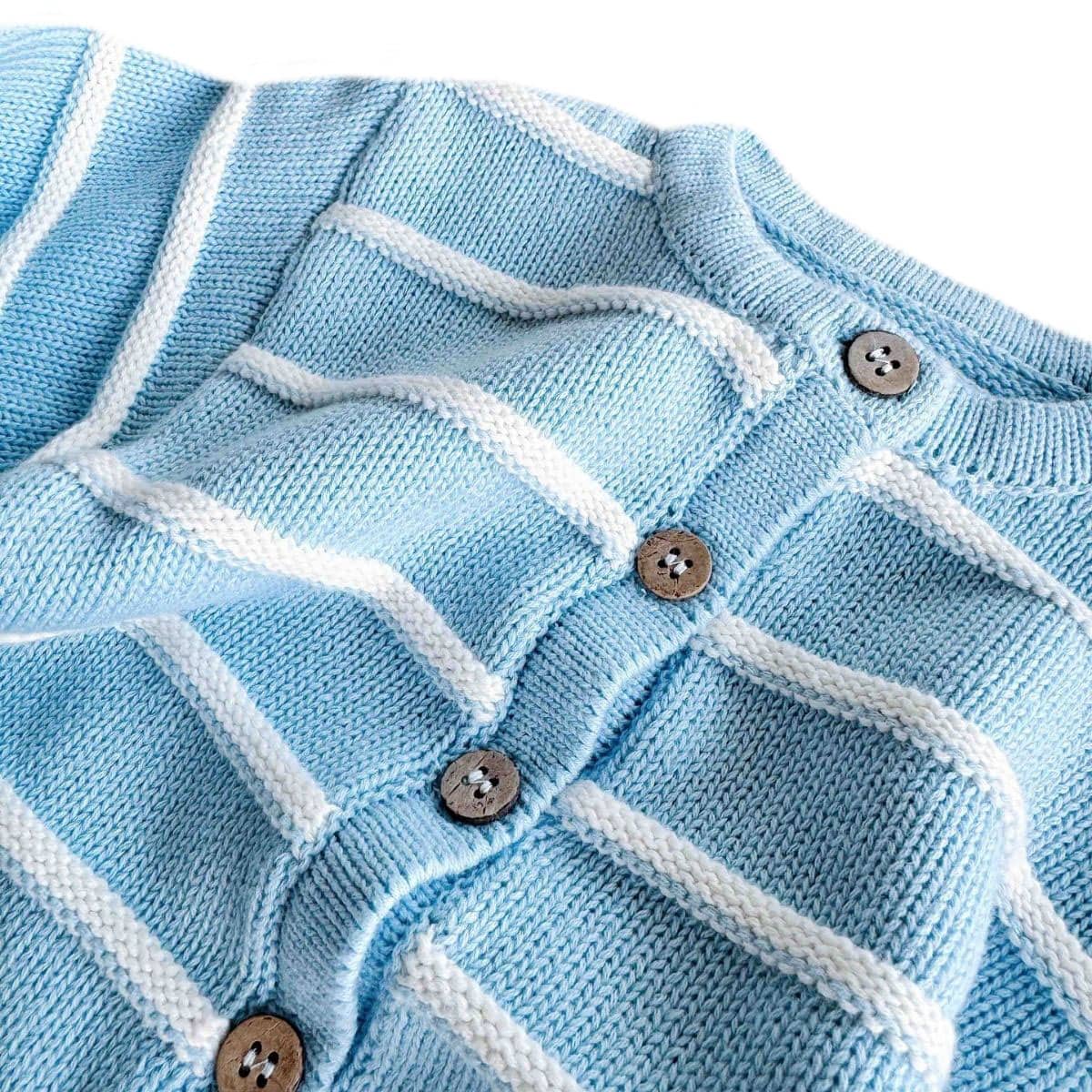 Freckles the Label Raised Stripe Full Romper - Arctic