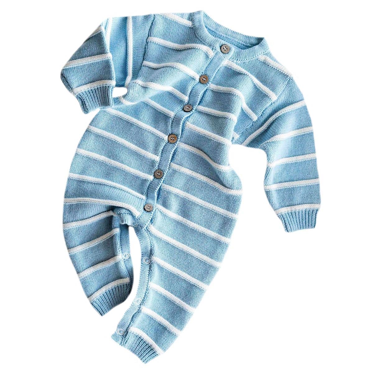 Freckles the Label Raised Stripe Full Romper - Arctic