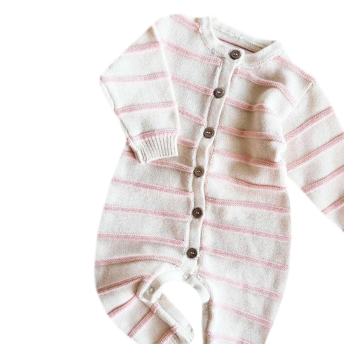 Freckles the Label Raised Stripe Full Romper - Sweetpea