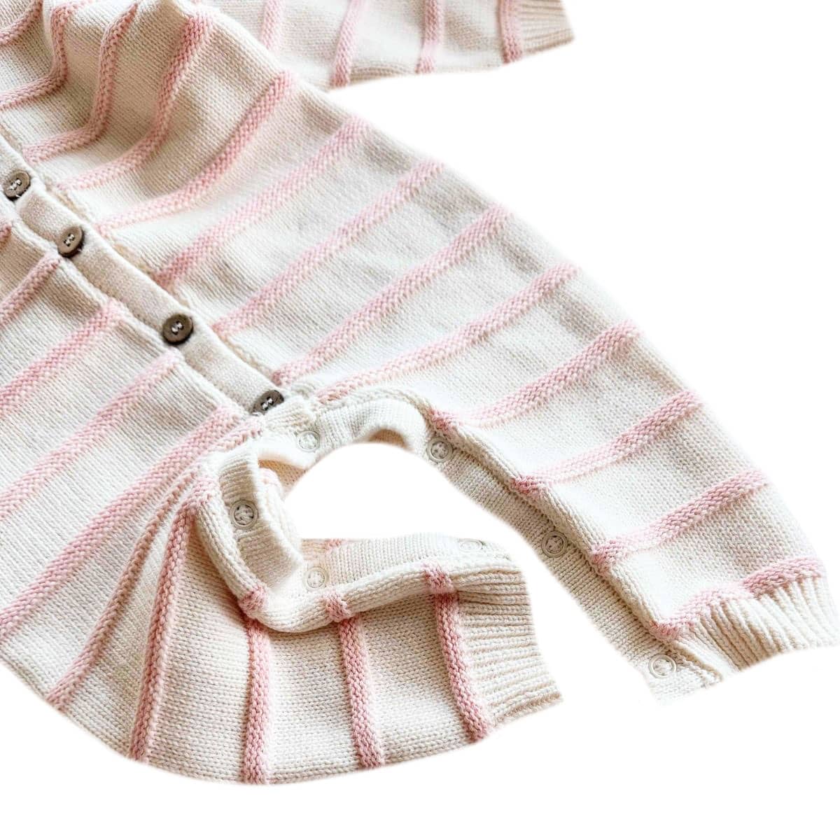 Freckles the Label Raised Stripe Full Romper - Sweetpea