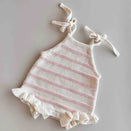 Freckles the Label Raised Stripe Tie Romper - Sweetpea