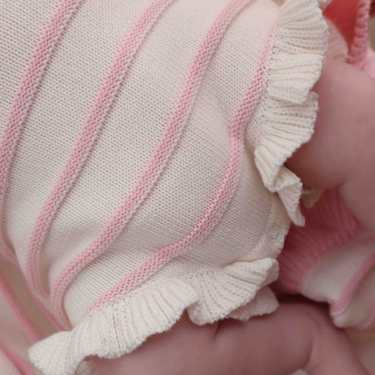 Freckles the Label Raised Stripe Tie Romper - Sweetpea