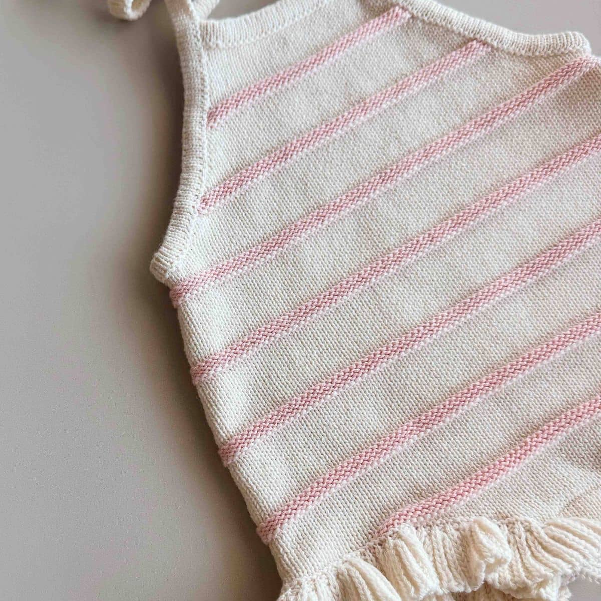 Freckles the Label Raised Stripe Tie Romper - Sweetpea