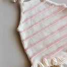 Freckles the Label Raised Stripe Tie Romper - Sweetpea