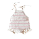 Freckles the Label Raised Stripe Tie Romper - Sweetpea