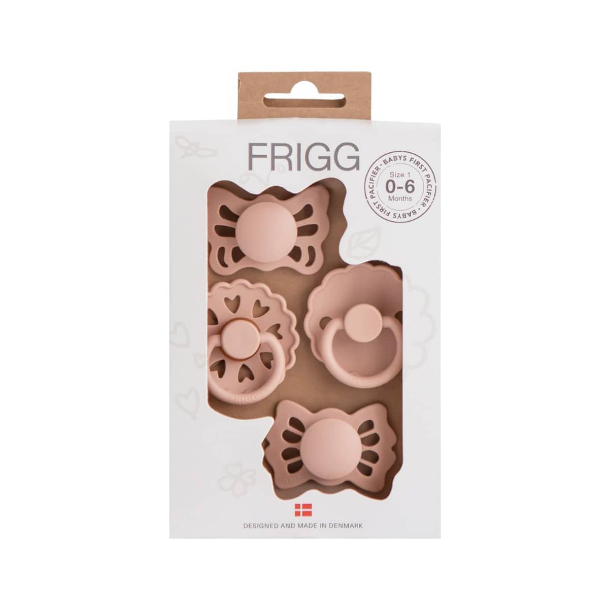Frigg Baby's First Pacifier Four Pack - Blush Floral Heart