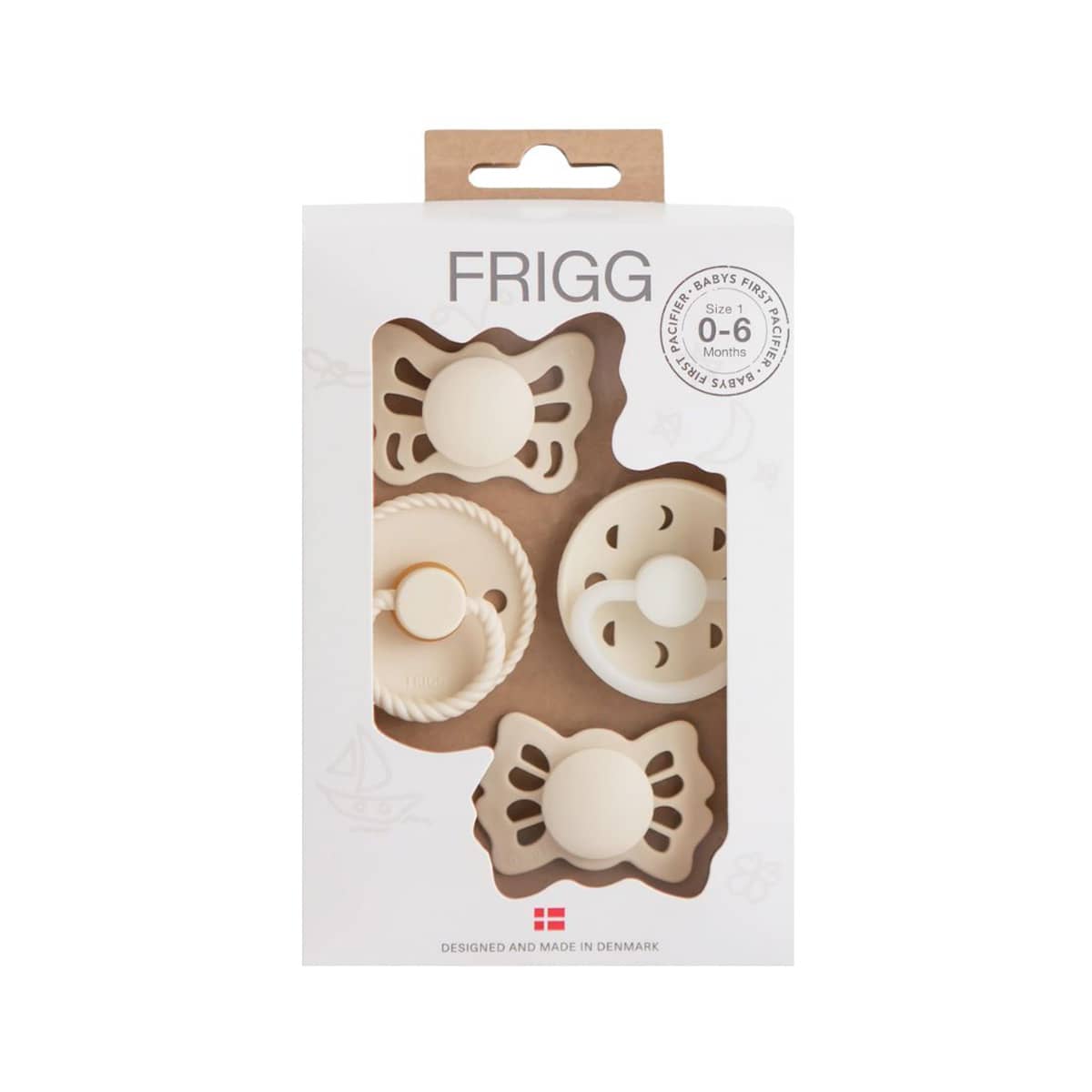 Frigg Baby's First Pacifier Four Pack - Cream Moonlight Sailing