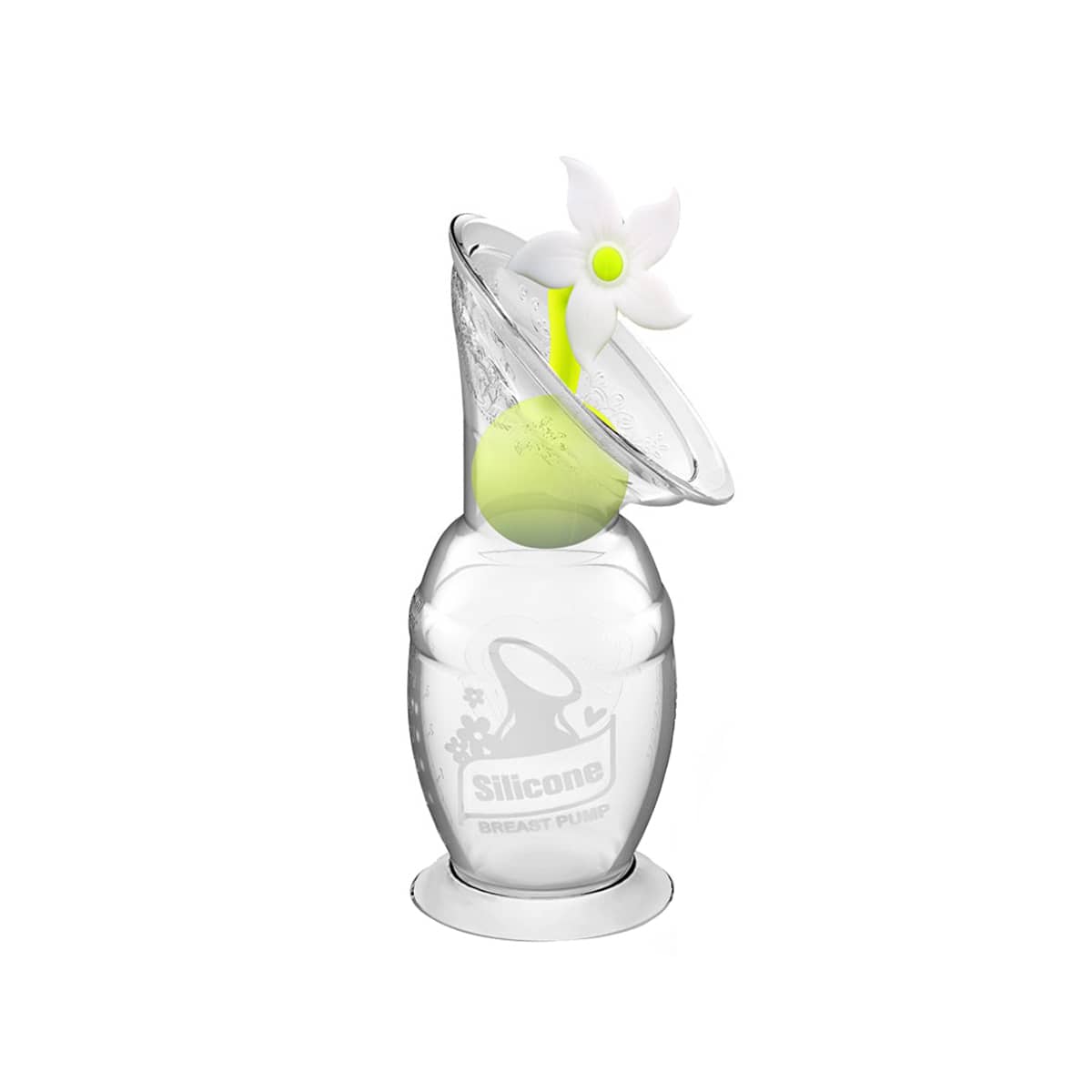 Haakaa Silicone Breast Pump with Suction Base and Flower Stopper - White