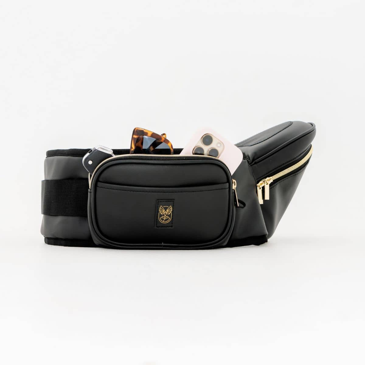 Hackerlily Hipsurfer - Hipseat Baby Carrier + Bum Bag - Black Vegan Leather