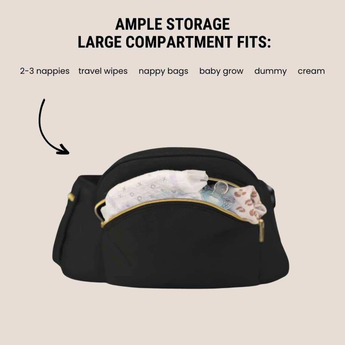 Hackerlily Hipsurfer - Hipseat Baby Carrier + Bum Bag - Black