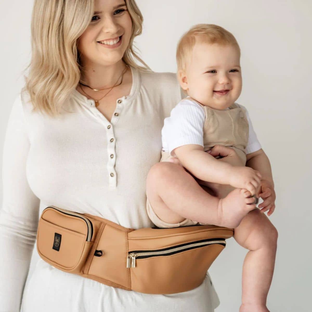 Hackerlily Hipsurfer - Hipseat Baby Carrier + Bum Bag - Tan Vegan Leather