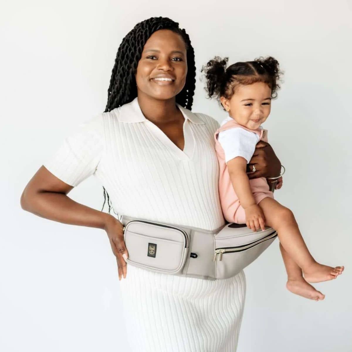 Hackerlily Hipsurfer - Hipseat Baby Carrier + Bum Bag - Taupe Vegan Leather
