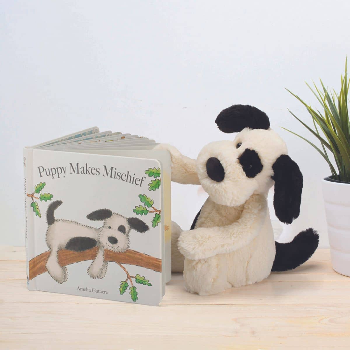 Jellycat Bashful Puppy Small - Black and Cream