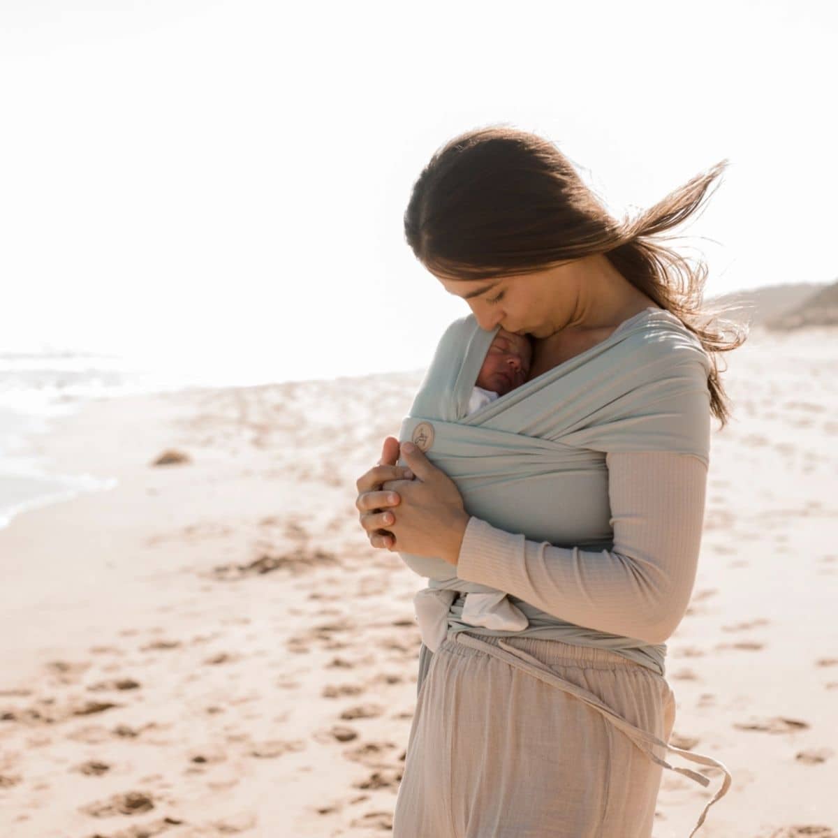 Joey Mama Baby Wrap Carrier - Sea Foam Green