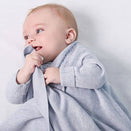 Jujo Baby Shwrap Knitted Blanket With Sleeves - Cable Edge - Blue