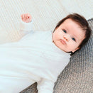 Jujo Baby Shwrap Knitted Blanket With Sleeves - Cable Edge - Milk