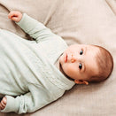 Jujo Baby Shwrap Knitted Blanket With Sleeves - Cable Edge - Pale Green