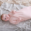 Jujo Baby Shwrap Knitted Blanket With Sleeves - Cable Edge - Pink