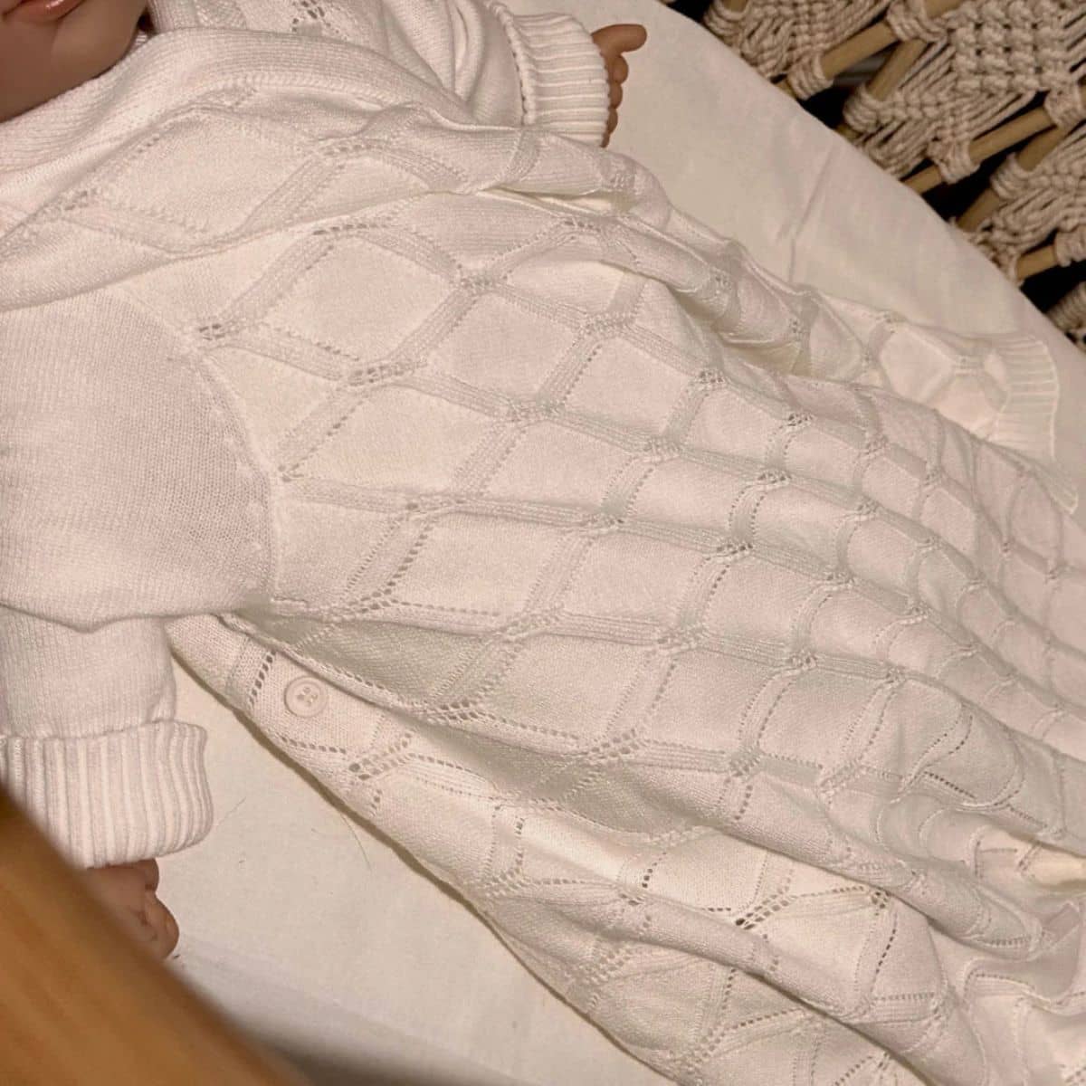 Jujo Baby Shwrap Knitted Blanket With Sleeves - Filigree Lace - Off White