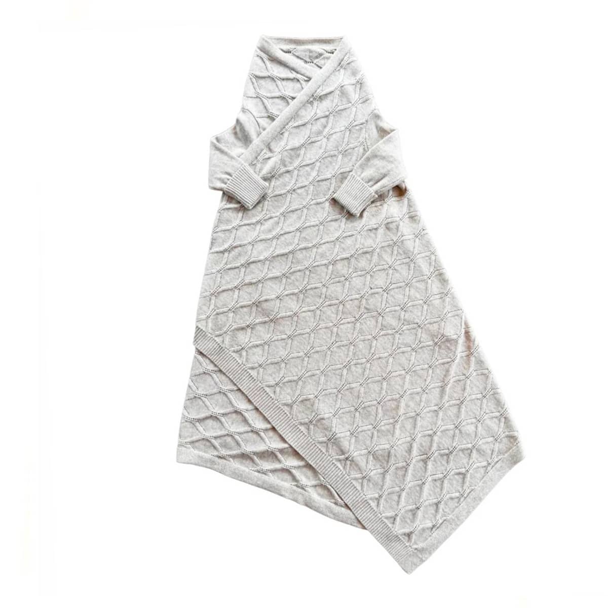 Jujo Baby Shwrap Knitted Blanket With Sleeves - Filigree Lace - Silver