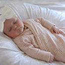 Jujo Baby Shwrap Knitted Blanket With Sleeves - Line Pointelle - Blush Pink
