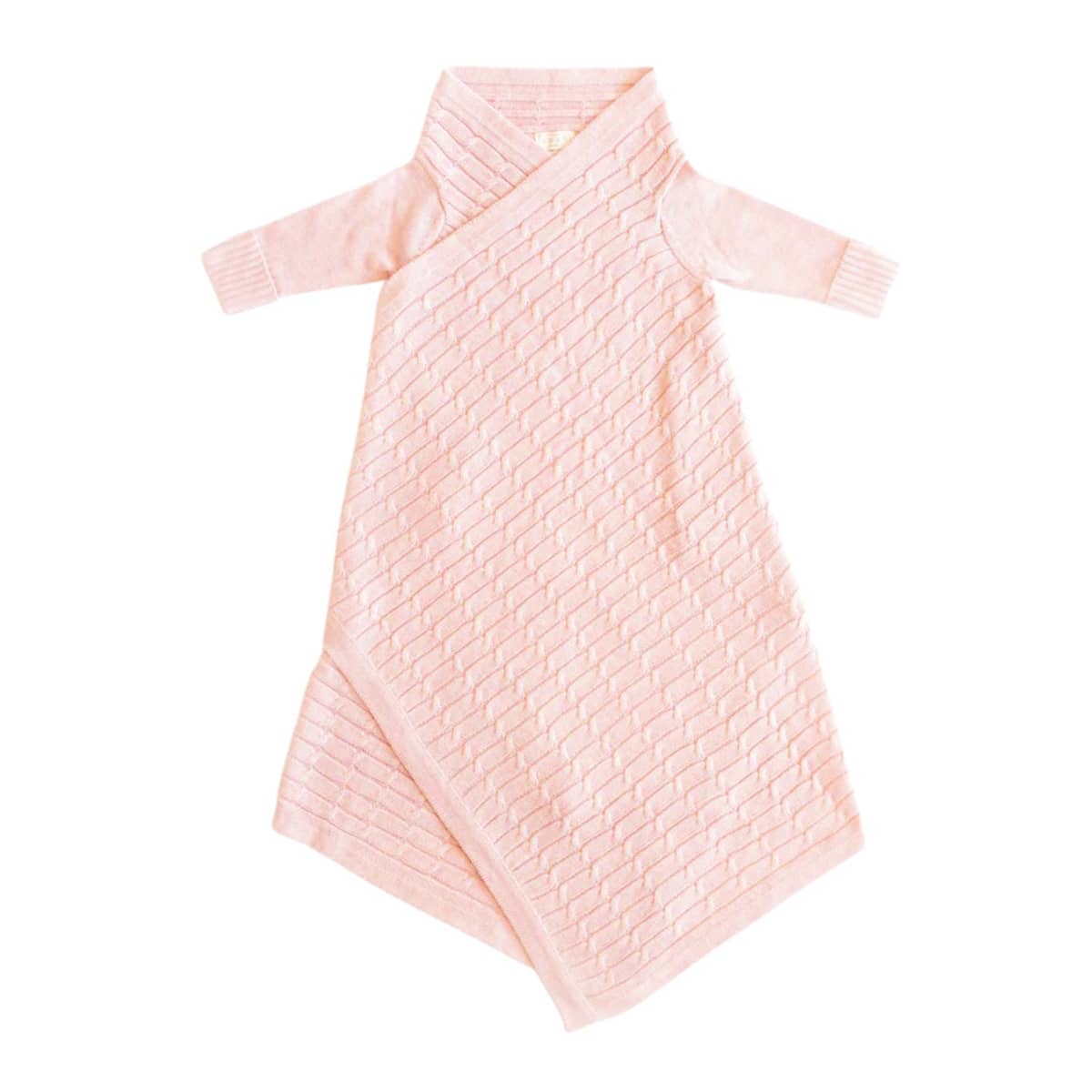 Jujo Baby Shwrap Knitted Blanket With Sleeves - Luxury Cable - Blush Pink
