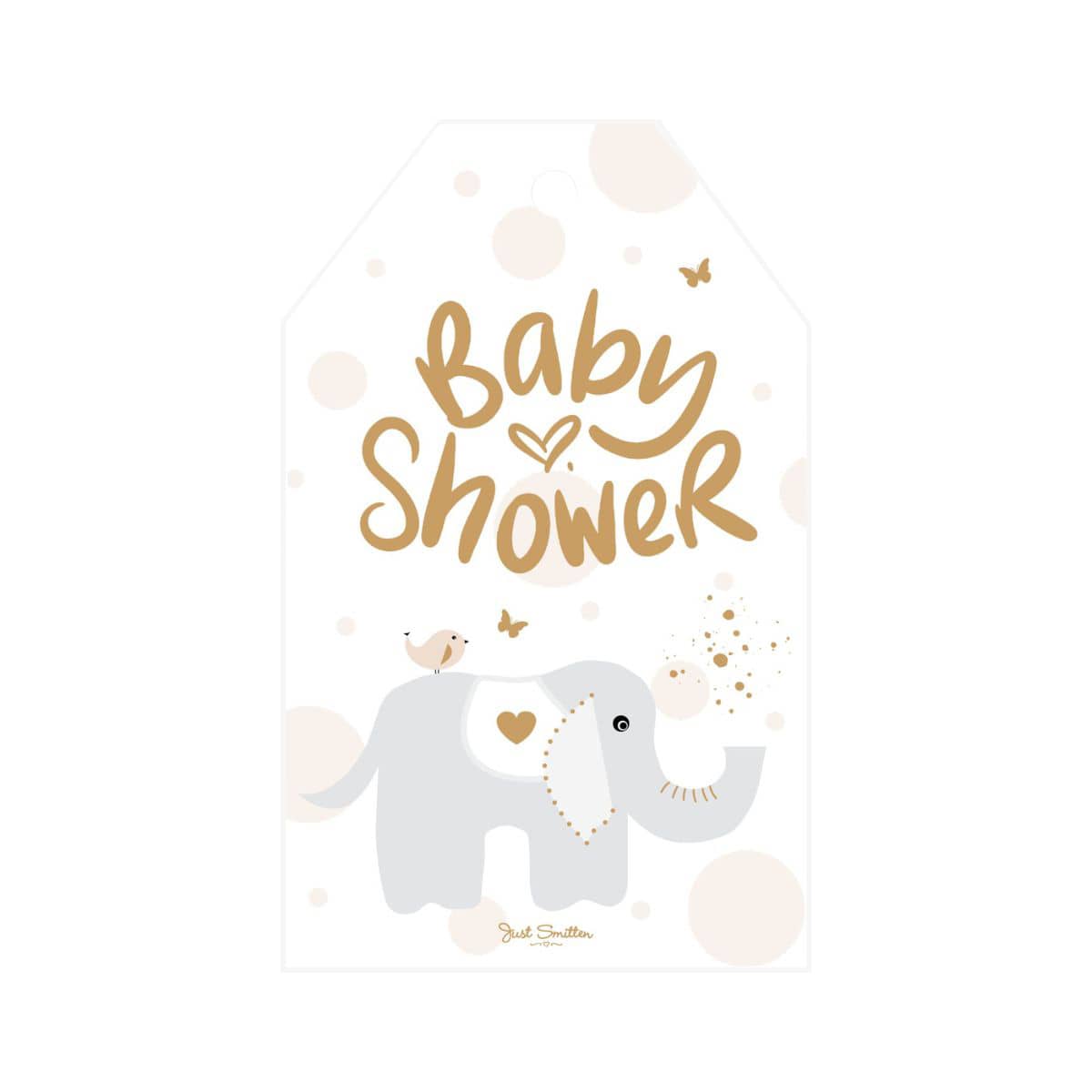 Just Smitten Gift Tag - Baby Elephant - Beige