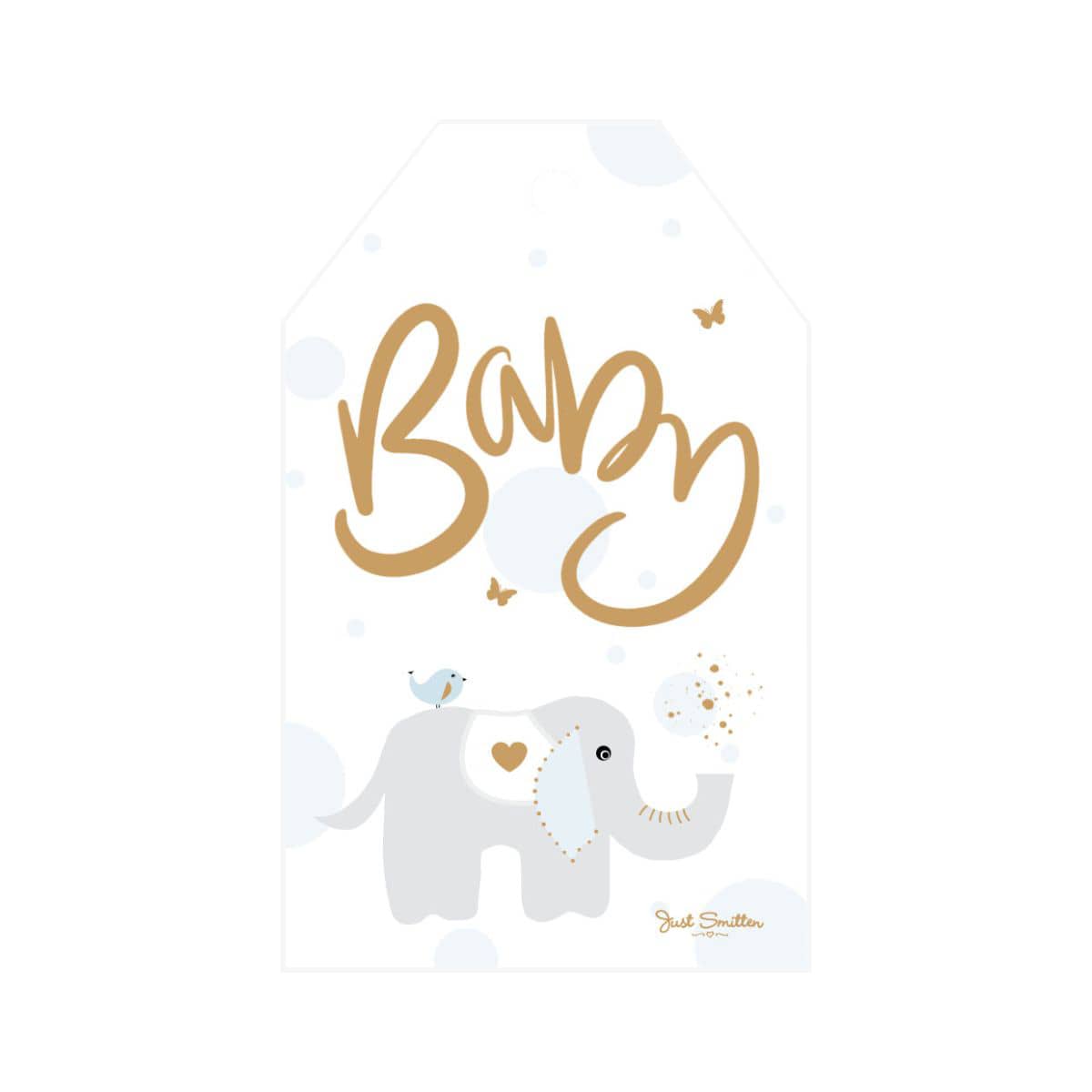 Just Smitten Gift Tag - Baby Elephant - Blue