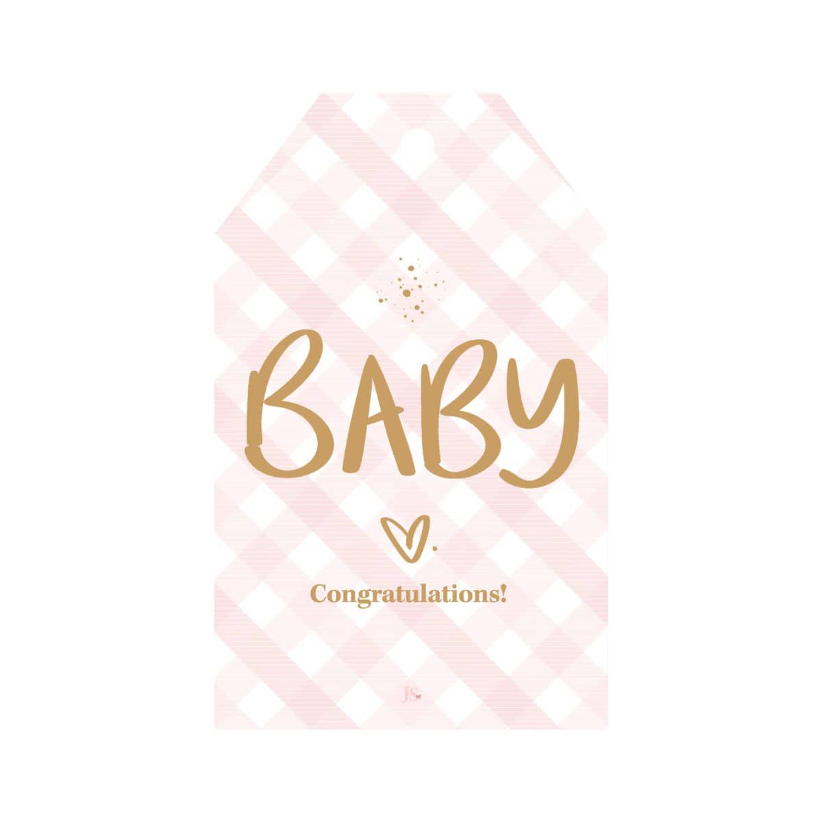 Just Smitten Gift Tag - Baby Gingham - Pink