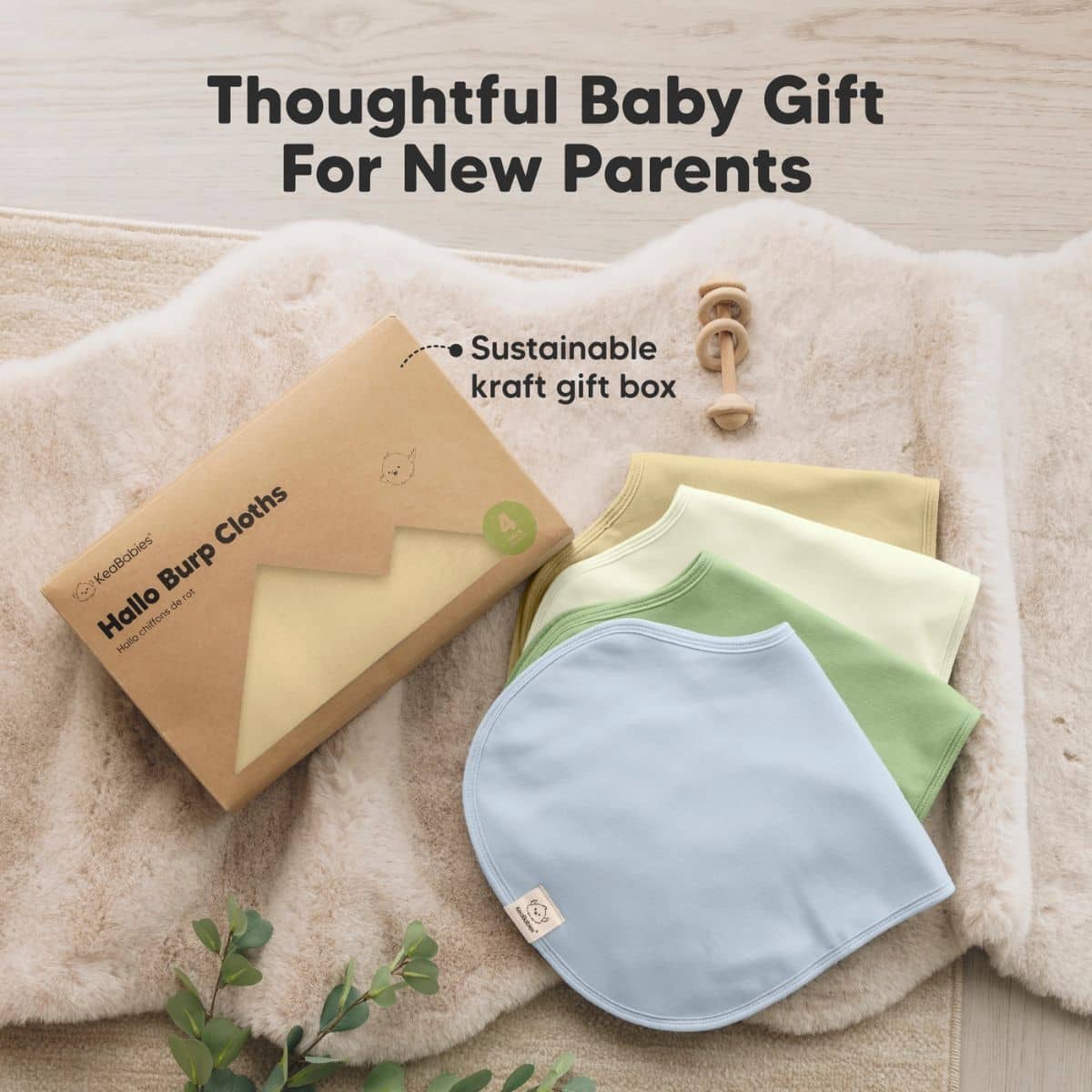 KeaBabies Hallo Organic Burp Cloths - Dew