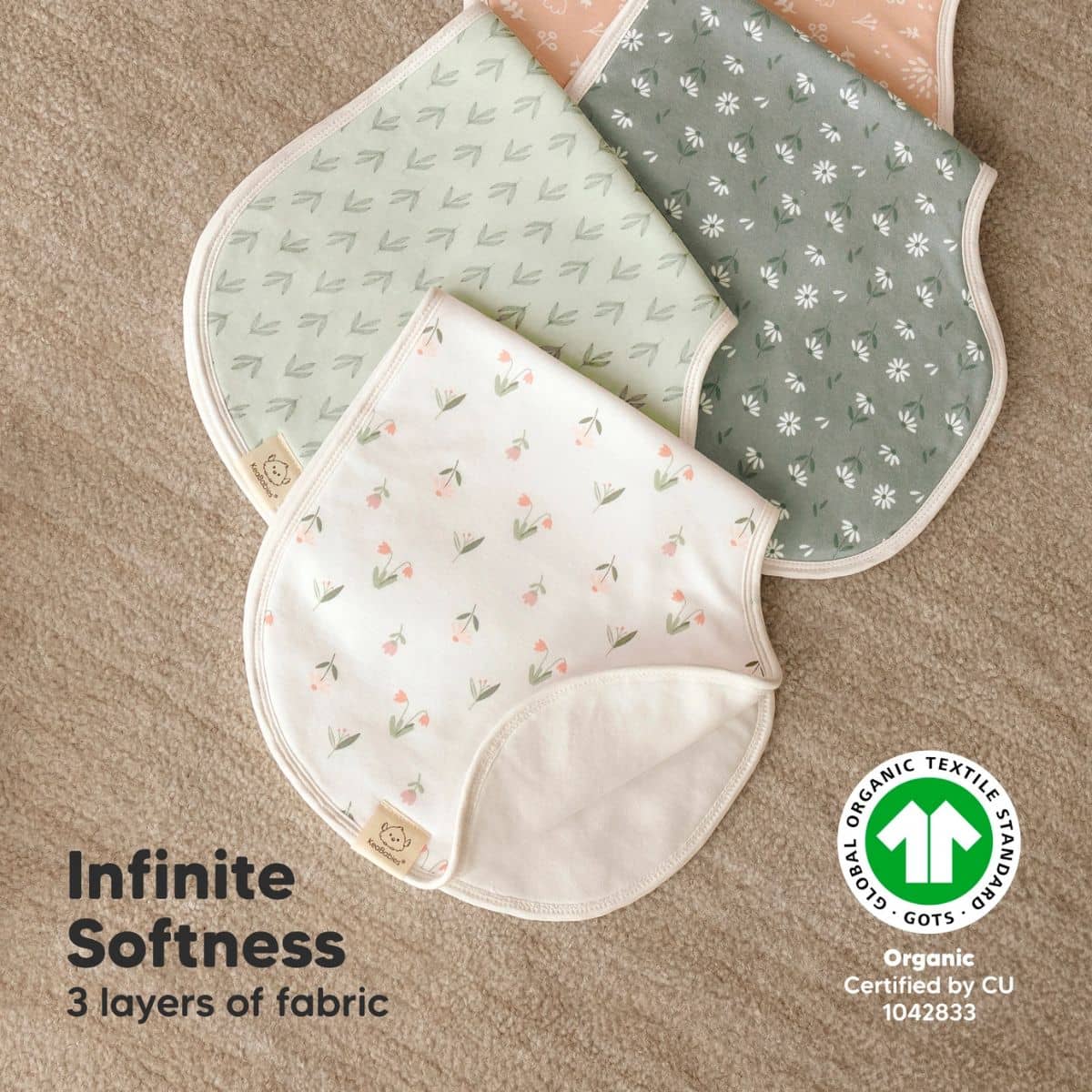 KeaBabies Hallo Organic Burp Cloths - Fleur