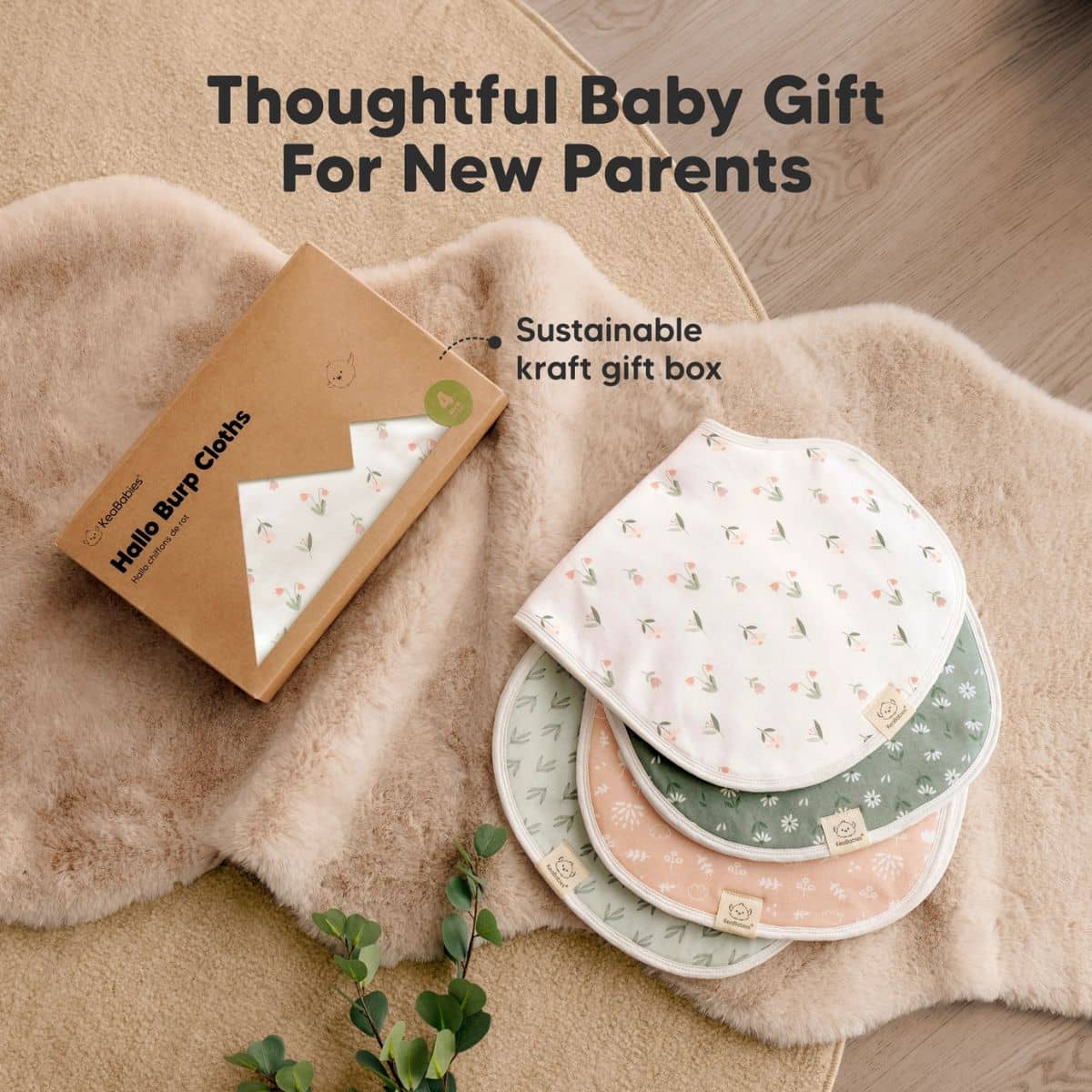 KeaBabies Hallo Organic Burp Cloths - Fleur