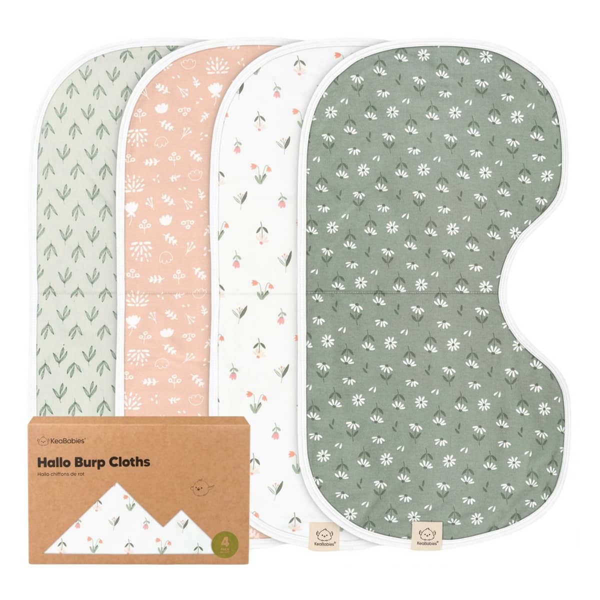 KeaBabies Hallo Organic Burp Cloths - Fleur