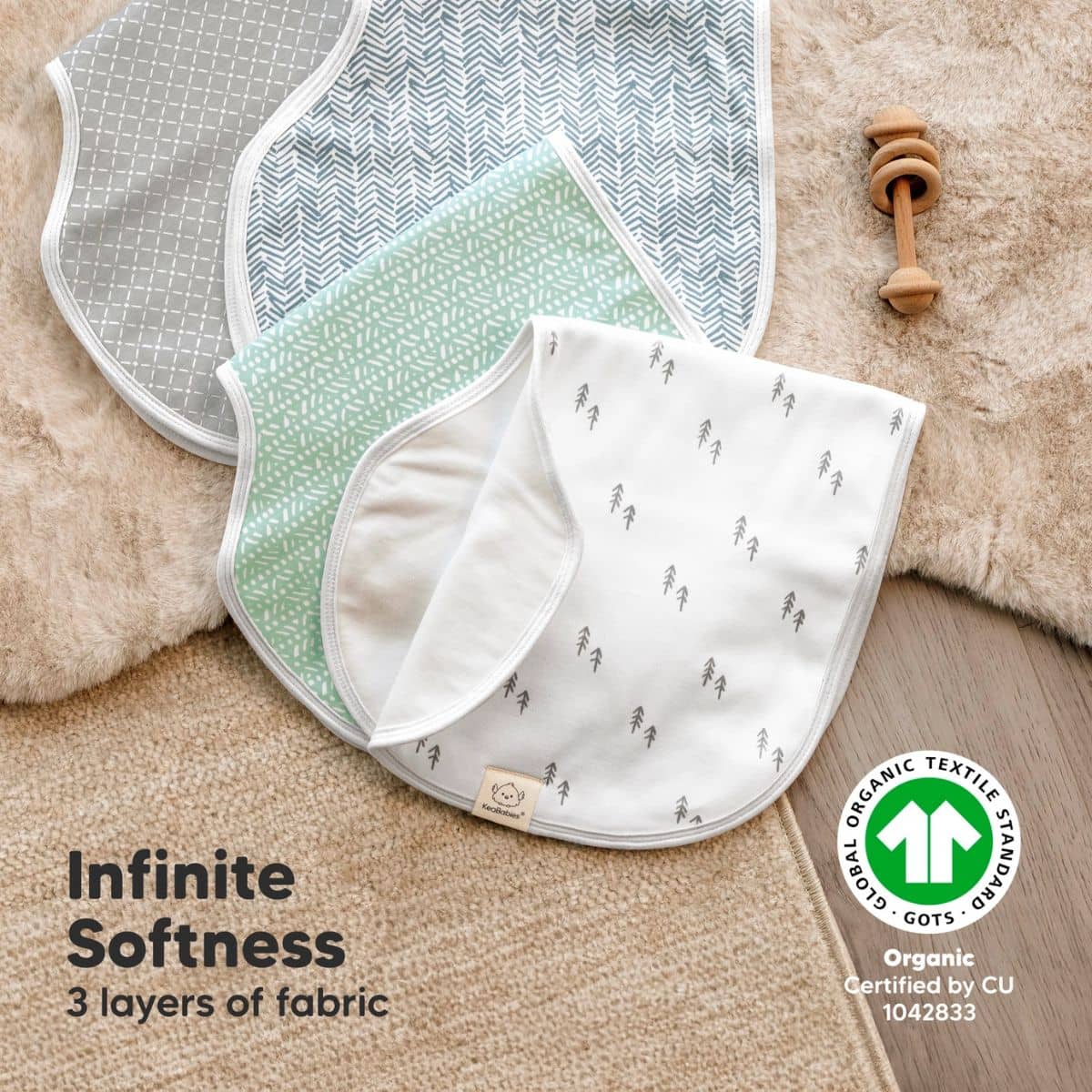 KeaBabies Hallo Organic Burp Cloths - Nordic