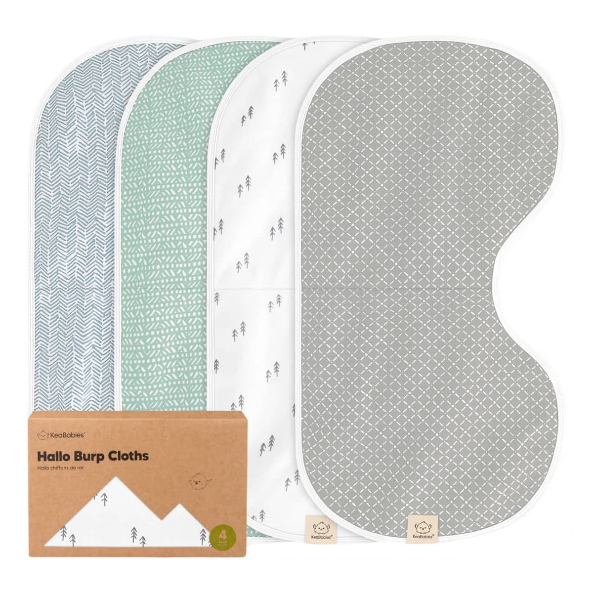 KeaBabies Hallo Organic Burp Cloths - Nordic