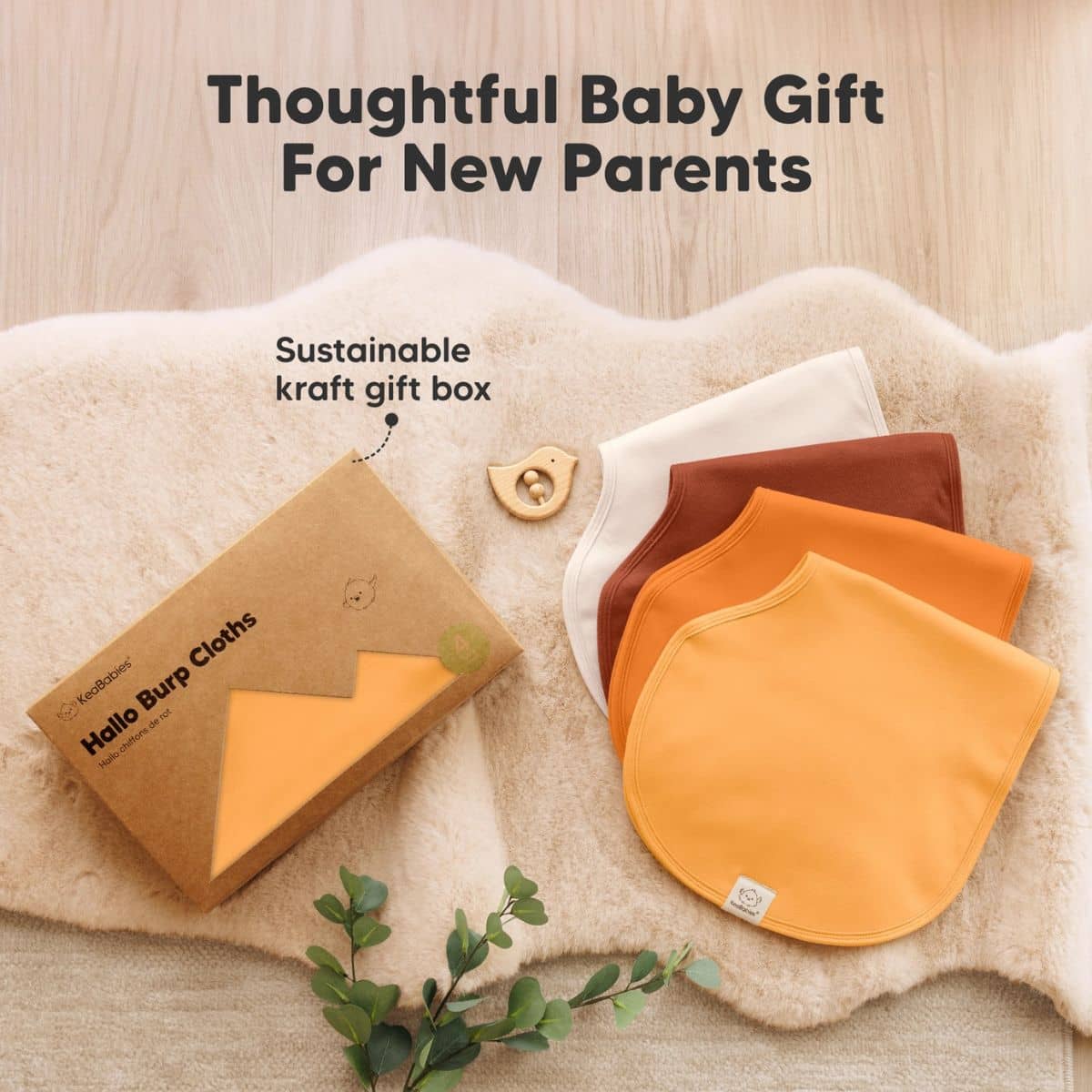 KeaBabies Hallo Organic Burp Cloths - Sahara