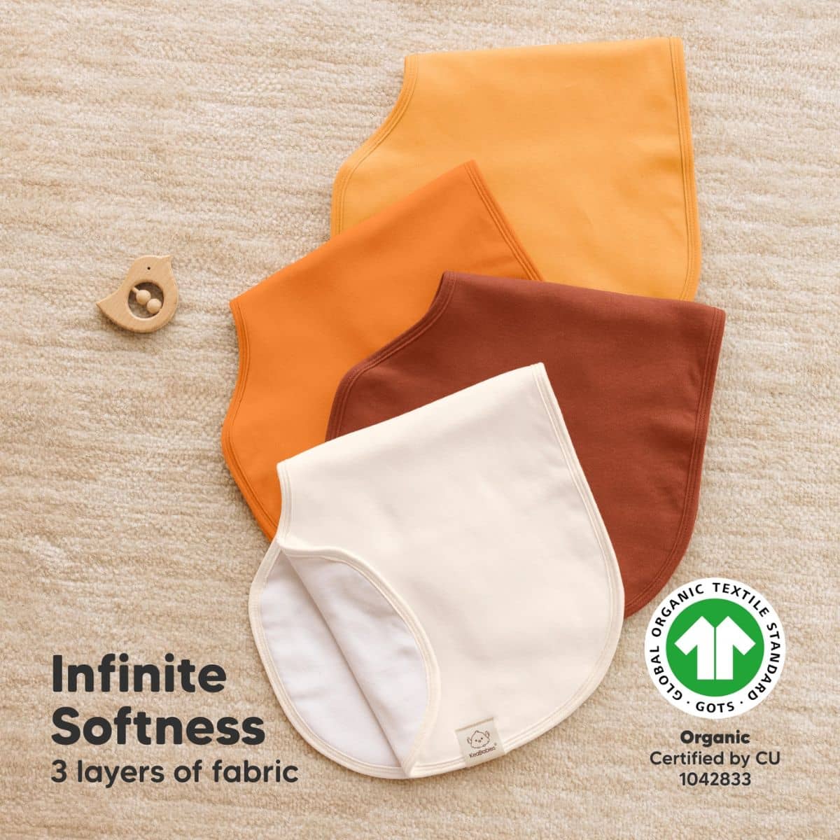 KeaBabies Hallo Organic Burp Cloths - Sahara