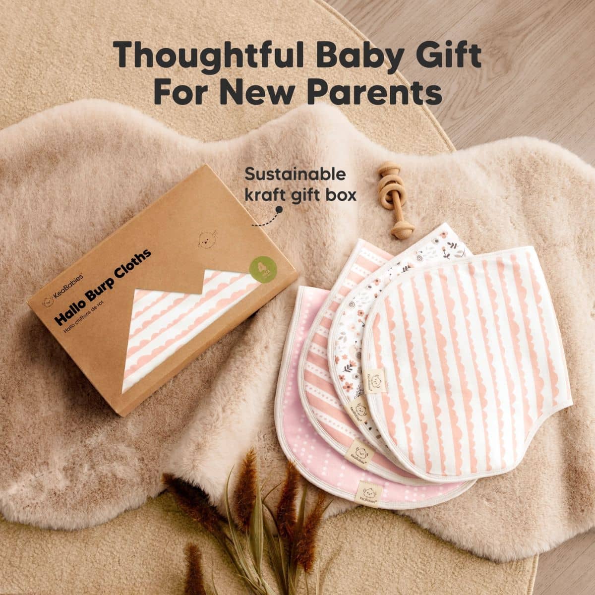 KeaBabies Hallo Organic Burp Cloths - Sweet Charm