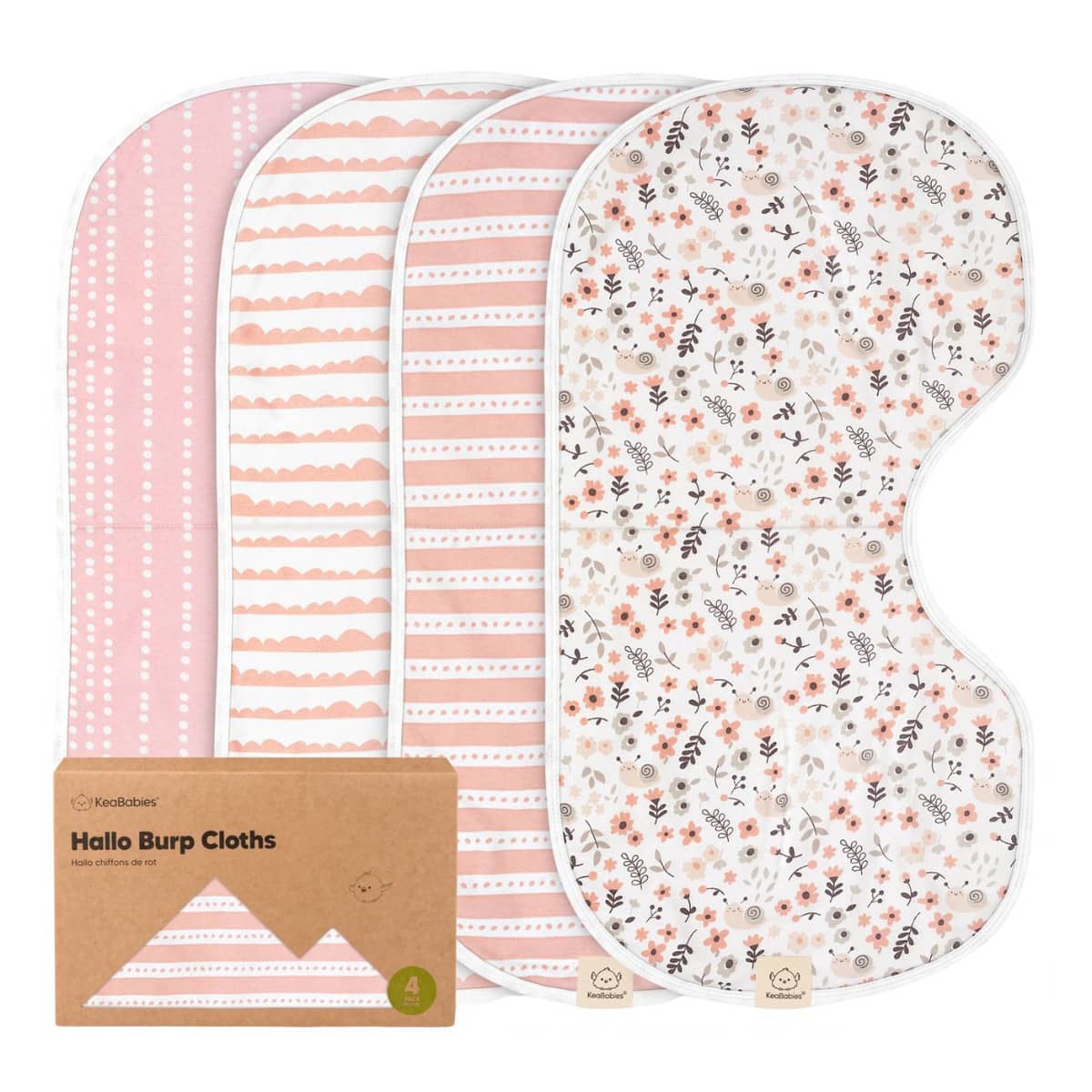 KeaBabies Hallo Organic Burp Cloths - Sweet Charm