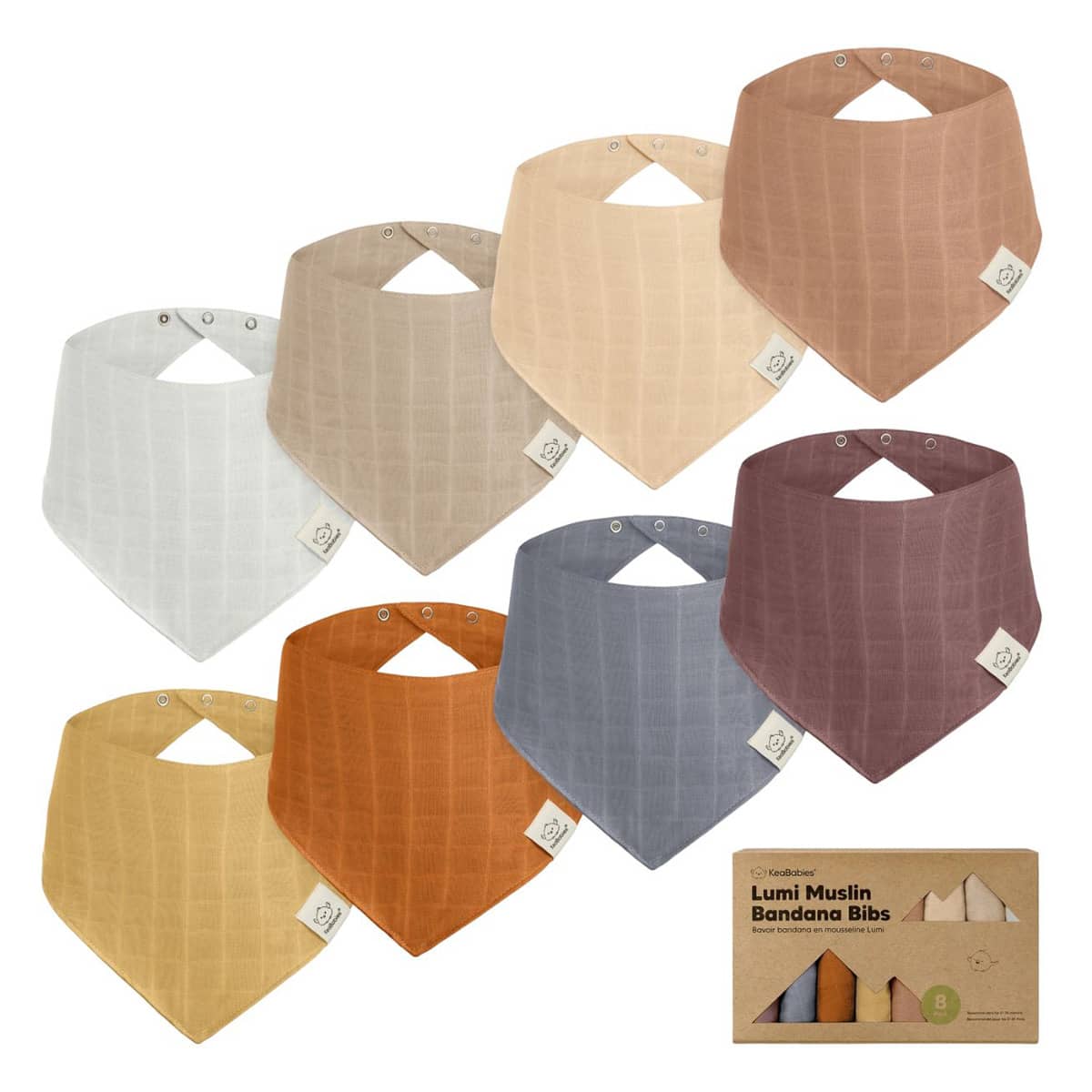 KeaBabies Lumi Muslin Bandana Bibs Set - Spice