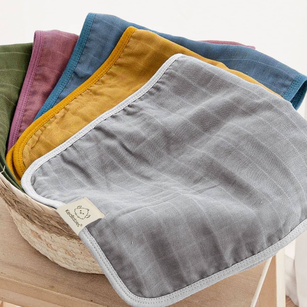 KeaBabies Lumi Muslin Burp Cloths - Corals