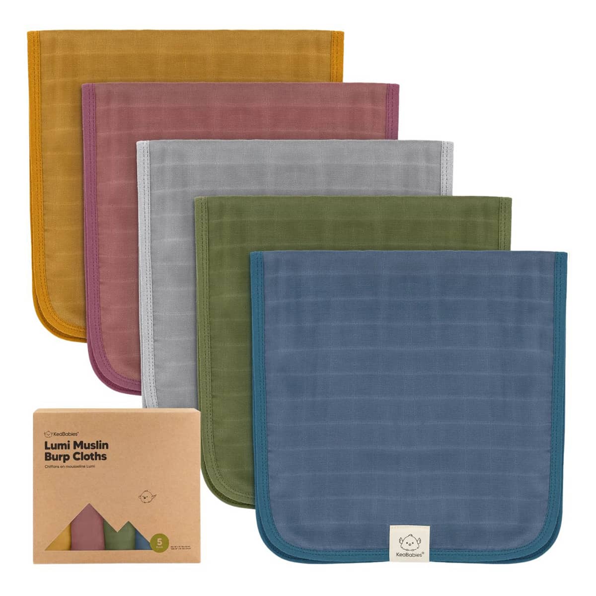 KeaBabies Lumi Muslin Burp Cloths - Corals