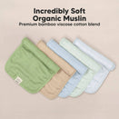 KeaBabies Lumi Muslin Burp Cloths - Dew