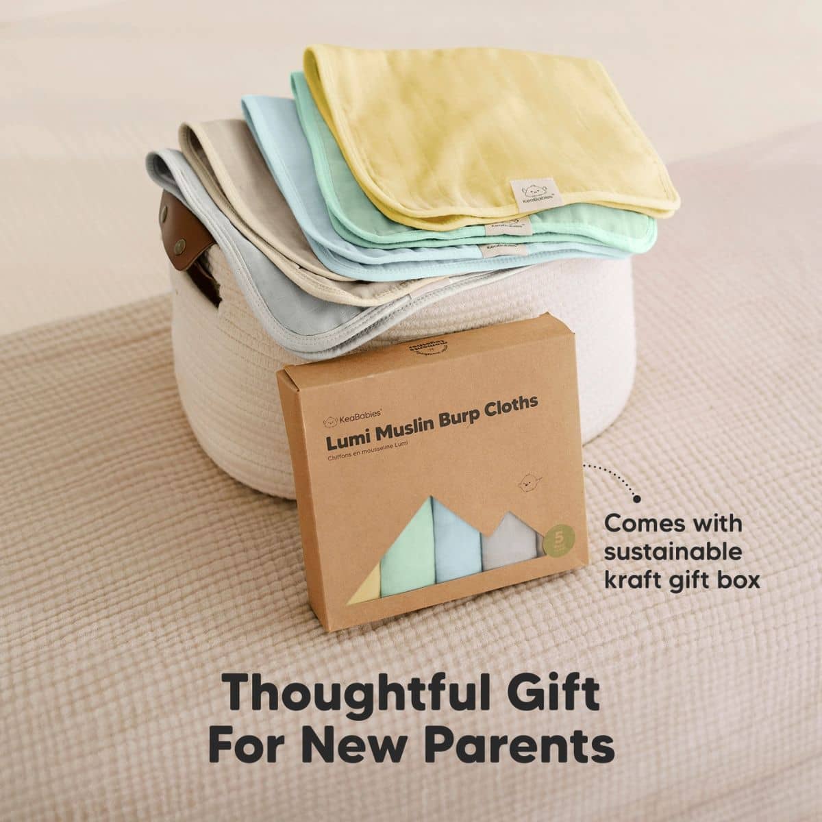 KeaBabies Lumi Muslin Burp Cloths - Mirage