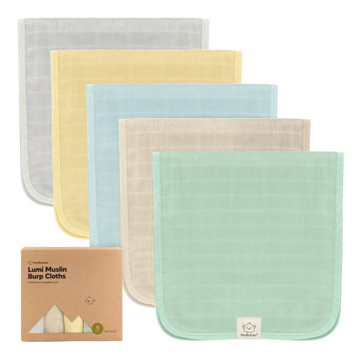 KeaBabies Lumi Muslin Burp Cloths - Mirage