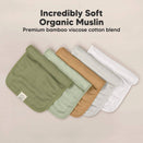 KeaBabies Lumi Muslin Burp Cloths - Pine