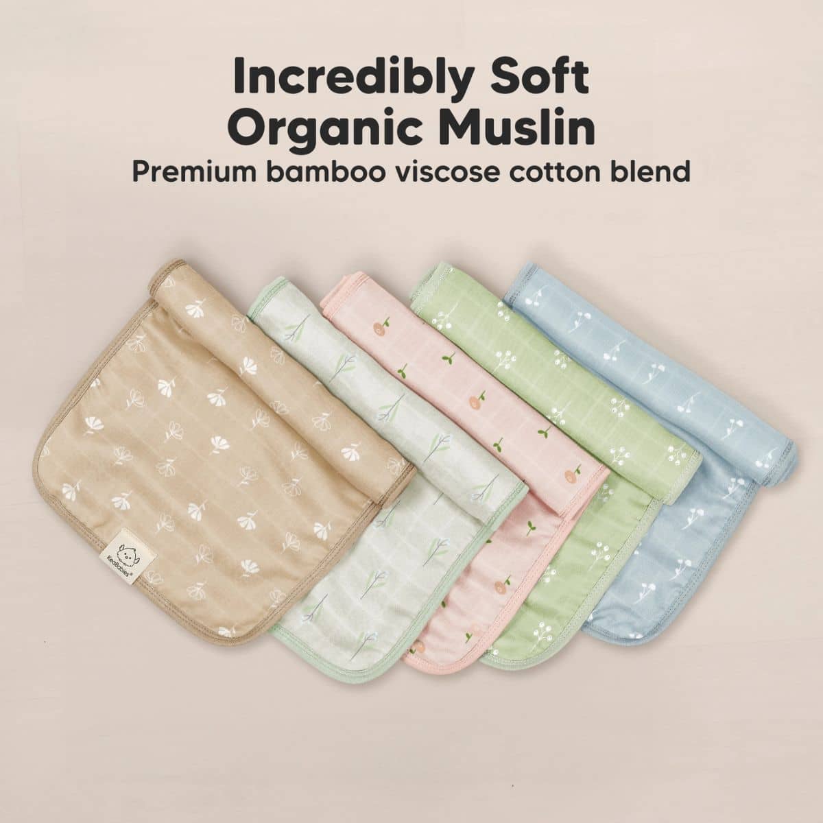 KeaBabies Lumi Muslin Burp Cloths - Wild Bloom