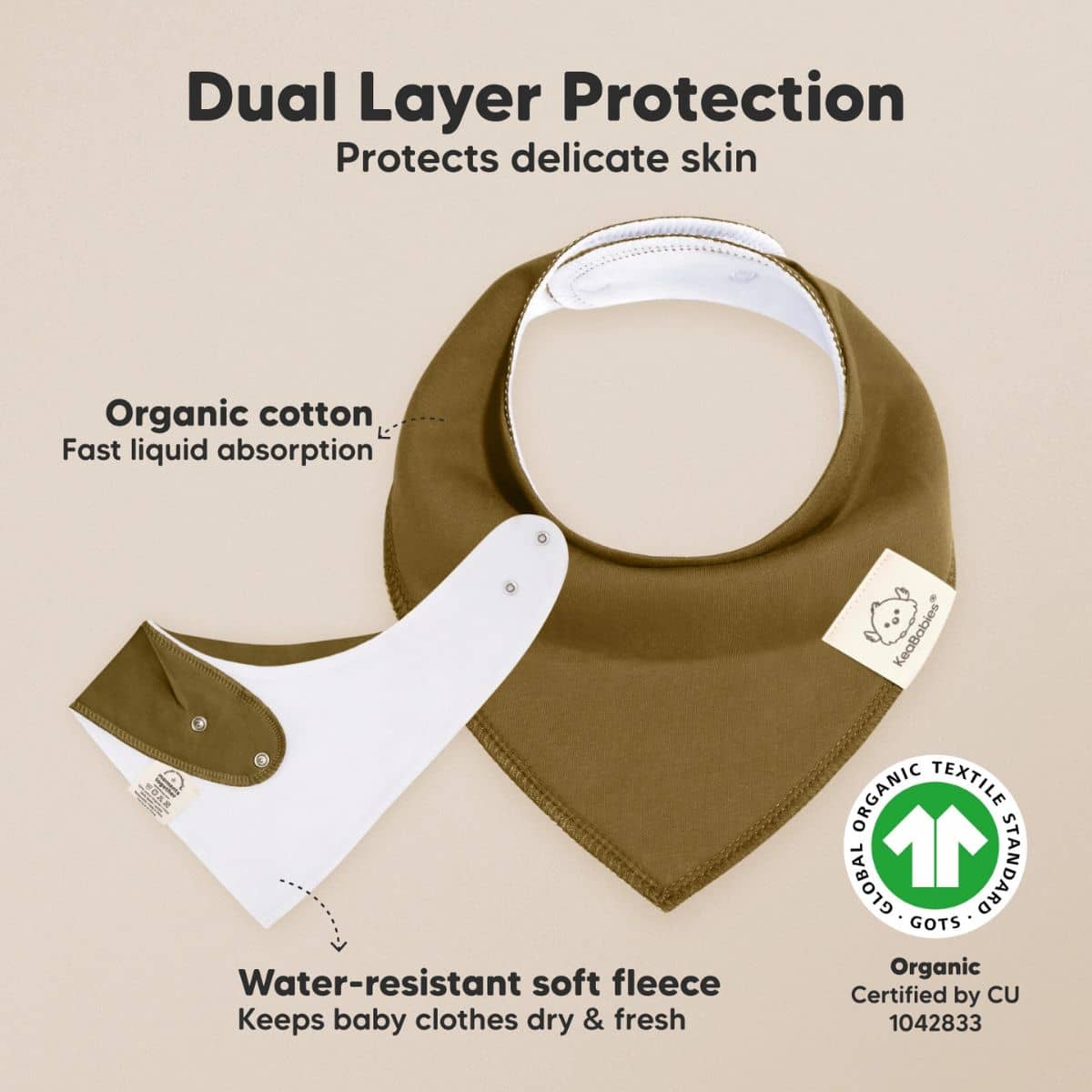 KeaBabies Organic Bandana Bibs Set - Basics