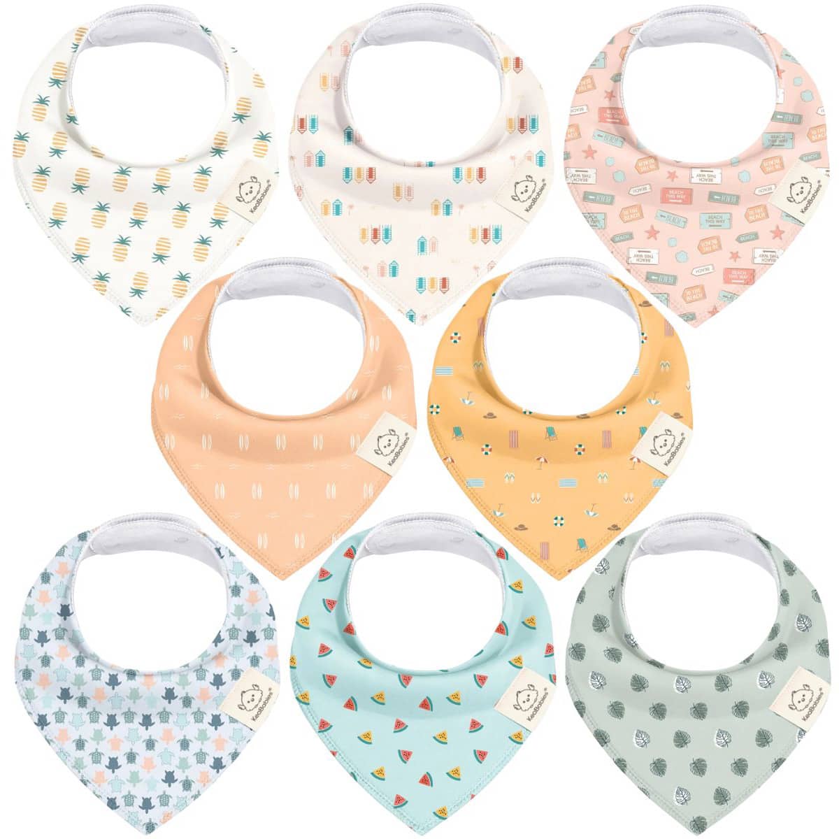 KeaBabies Organic Bandana Bibs Set - Beach Day