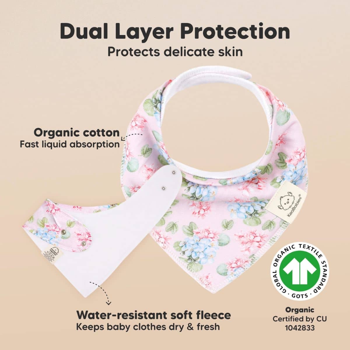 KeaBabies Organic Bandana Bibs Set - Flourish